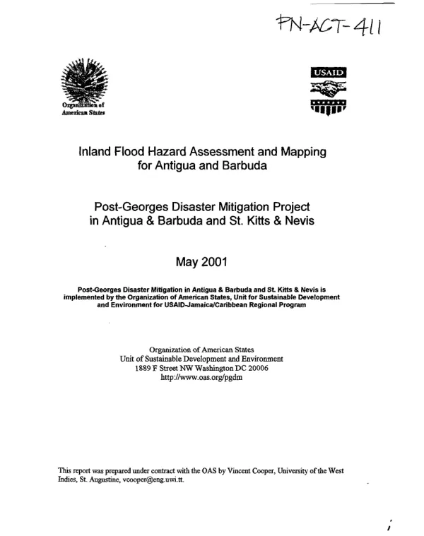 Inland flood hazard assessment and mapping for Antigua and Barbuda