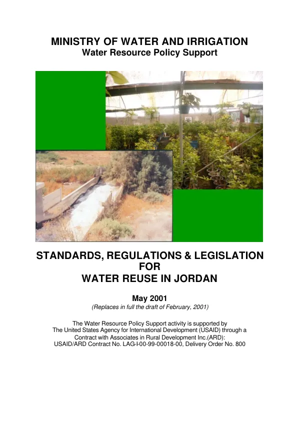 Standards, regulations & legislation for water reuse in Jordan
