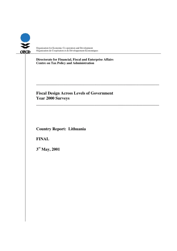 Fiscal design across levels of government, year 2000 surveys -- country report : Lithuania