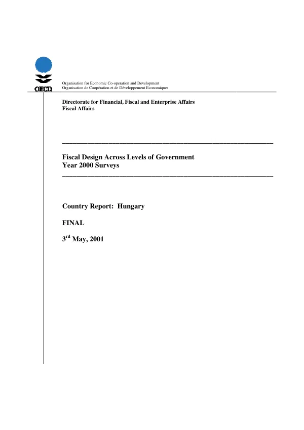 Fiscal design across levels of government, year 2000 surveys -- country report : Hungary