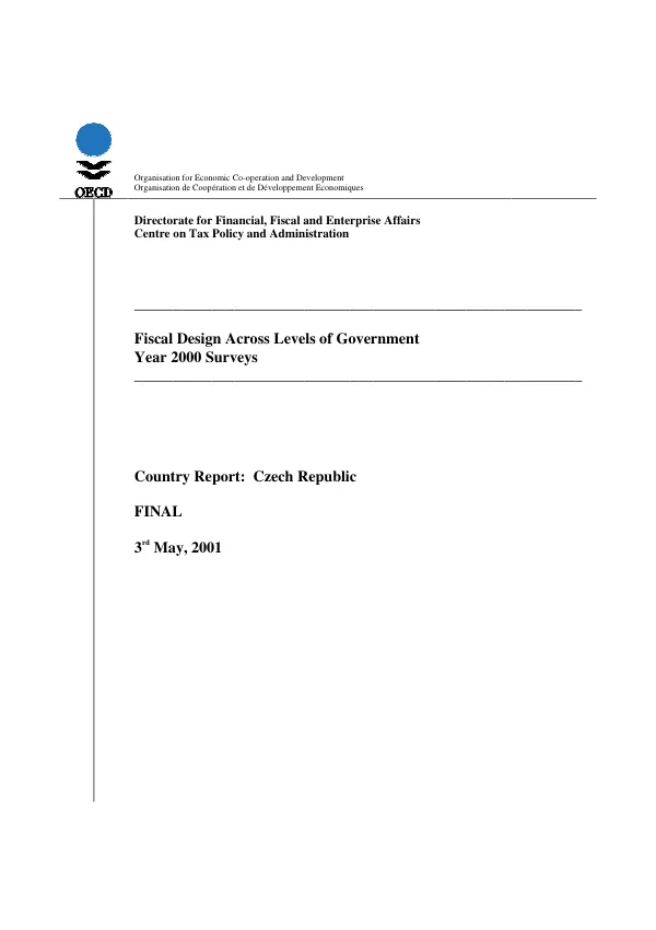 Fiscal design across levels of government, year 2000 surveys -- country report : Czech Republic