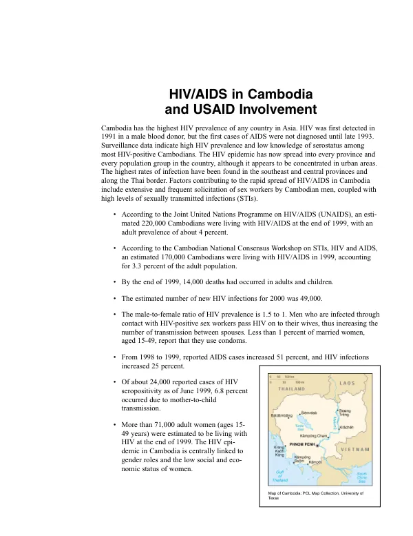 HIV/AIDS in Cambodia and USAID involvement