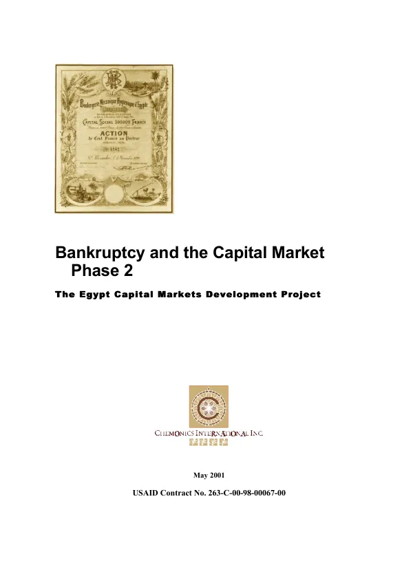 Bankruptcy and the capital market : phase 2 -- the Egypt capital markets development project