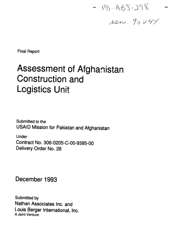 Final report -- assessment of Afghanistan Construction and Logistics Unit