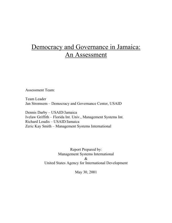 Democracy and governance in Jamaica : an assessment