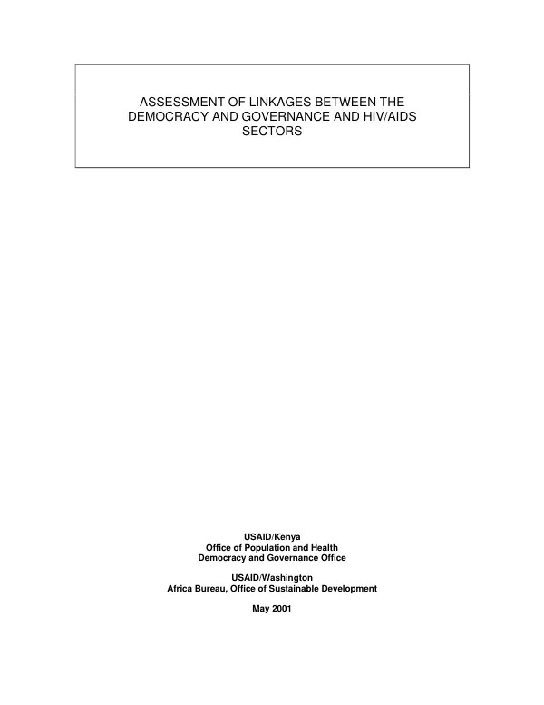 Assessment of linkages between the democracy and governance and HIV/AIDS sectors