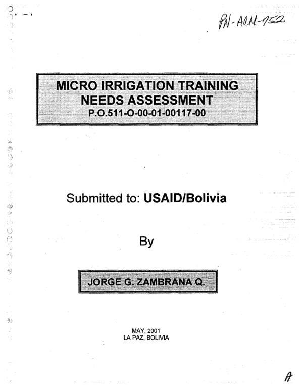 Micro irrigation training needs assessment