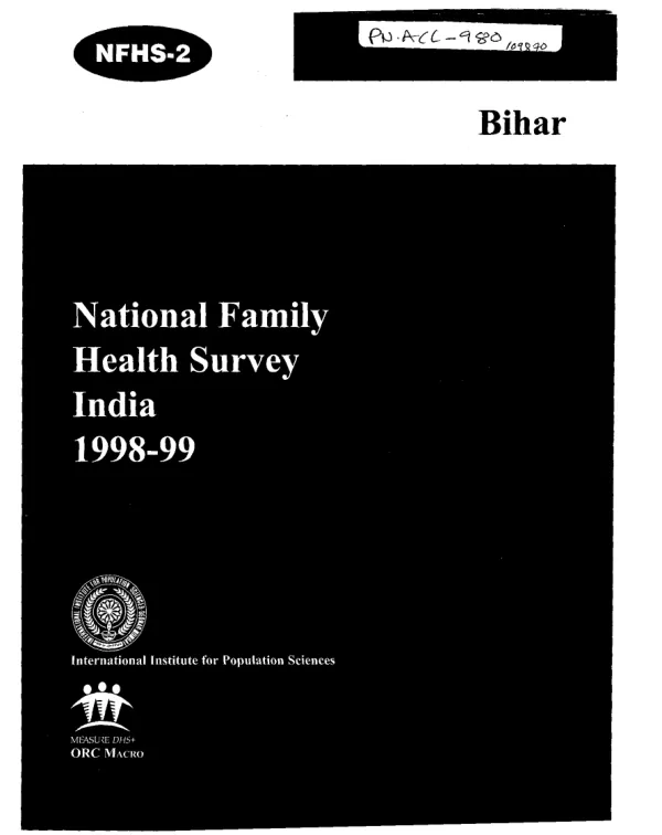 National family health survey (NFHS-2) : India -- 1998-99 : Bihar