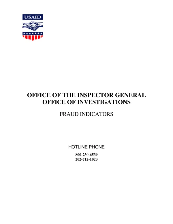Office of the Inspector General, Office of Investigations : fraud indicators
