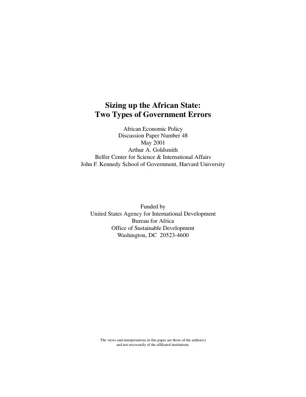 Sizing up the African state : two types of government errors