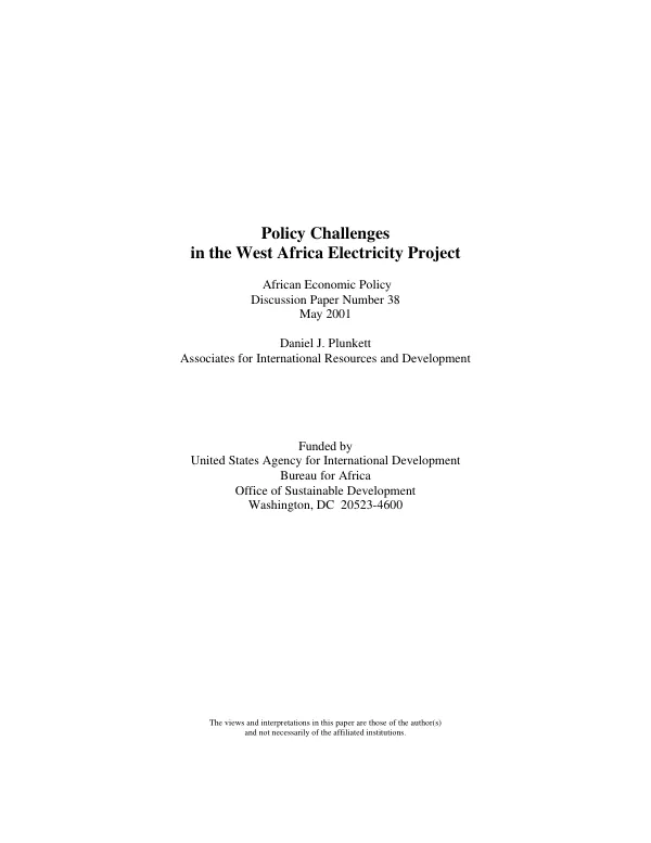 Policy challenges in the West Africa electricity project