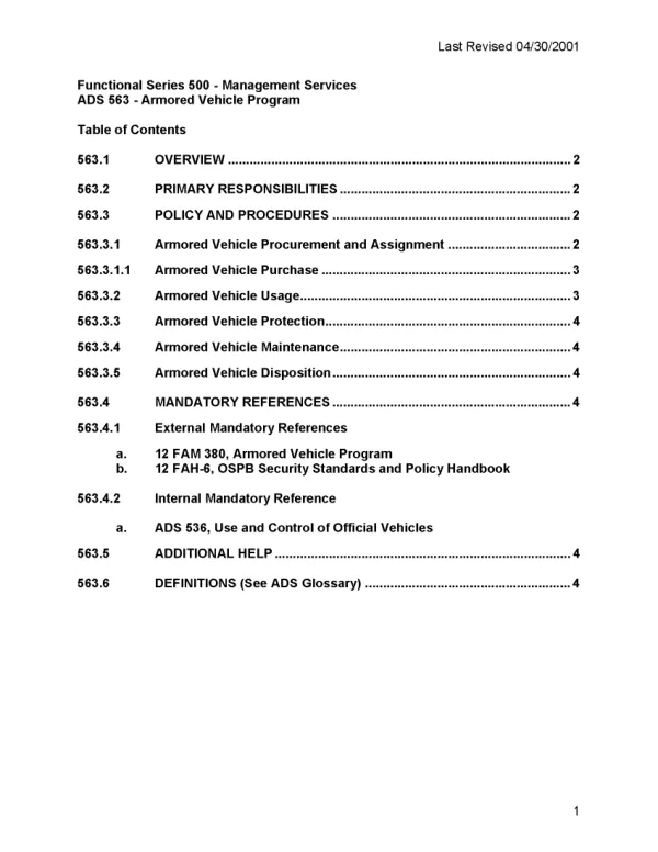ADS chapter 563 : armored vehicle program