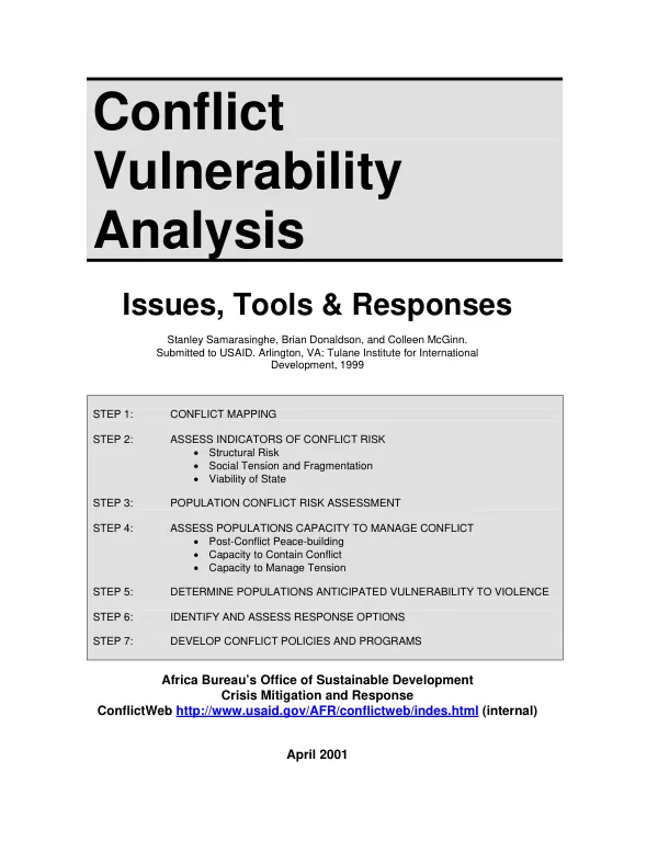 Conflict vulnerability analysis : issues, tools & responses