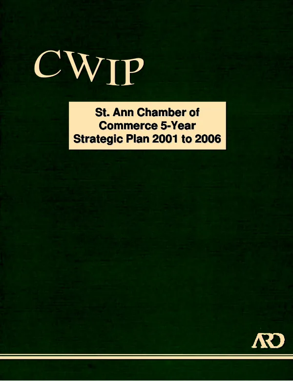 St. Ann Chamber of Commerce 5-year strategic plan 2001 to 2006