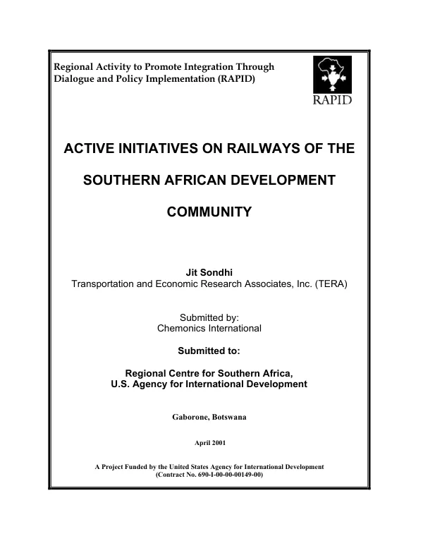 Active initiatives on railways of the Southern African Development Community