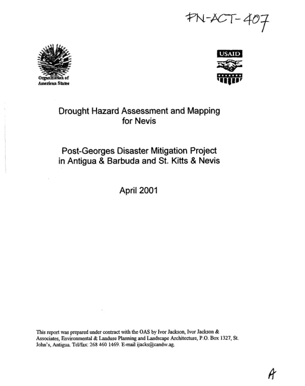 Drought hazard assessment and mapping for Nevis
