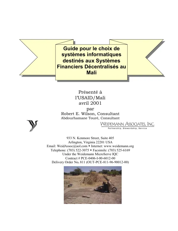 Guide pour le choix de systemes informatiques destines aux systemes financiers decentralises au Mali