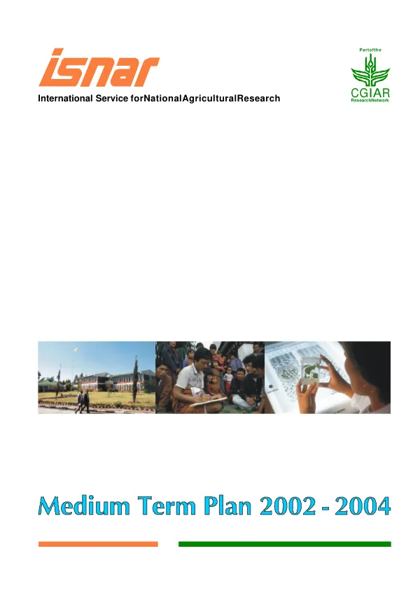 ISNAR (International Service for National Agricultural Research) medium term plan 2002-2004