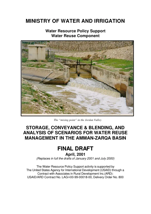 Storage, conveyance & blending, and analysis of scenarios for water reuse management in the Amman-Zarqa Basin
