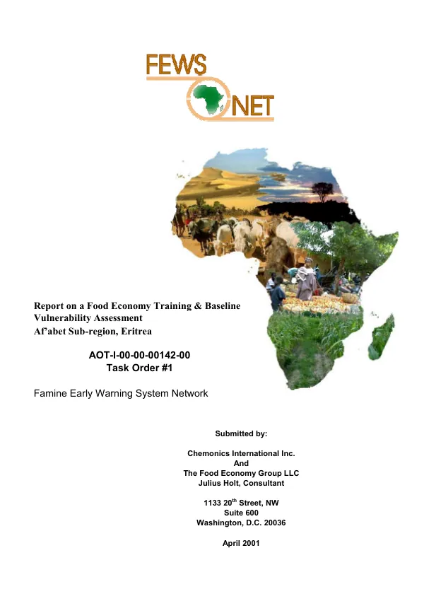 Report on a food economy training & baseline vulnerability assessment, Af"abet Sub-region, Eritrea
