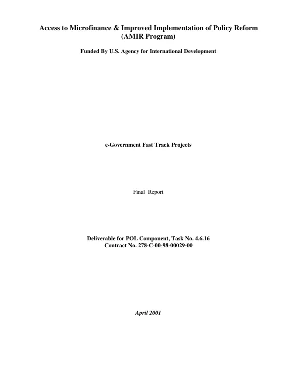 e-government fast track projects : final report