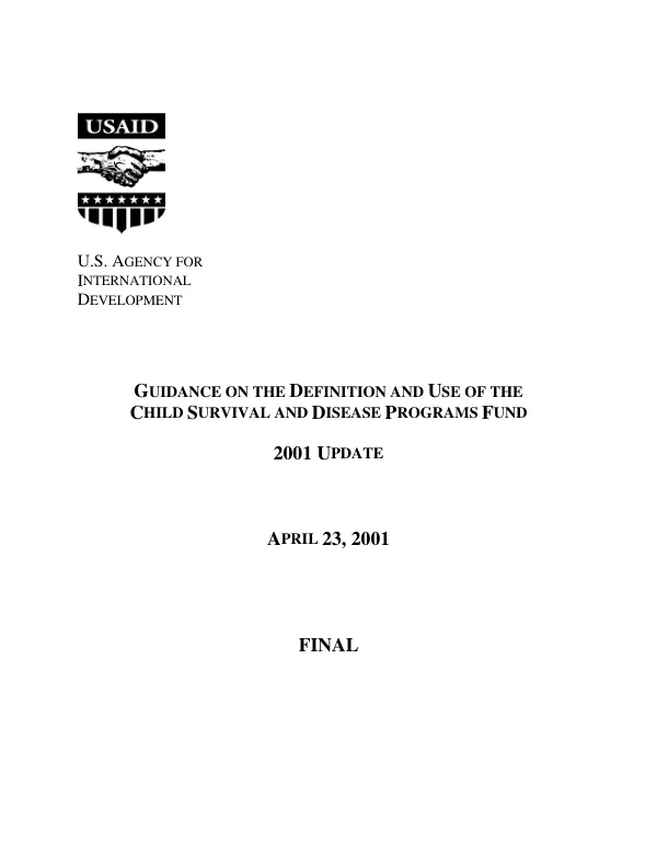 Guidance on the definition and use of the child survival and disease programs fund : [FY] 2001 update