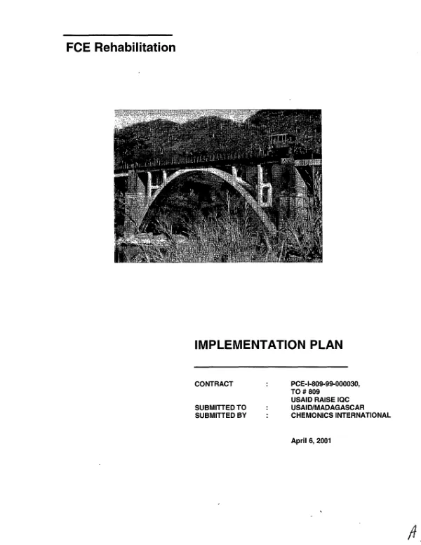 Madagascar FCE rehabilitation : project work plan