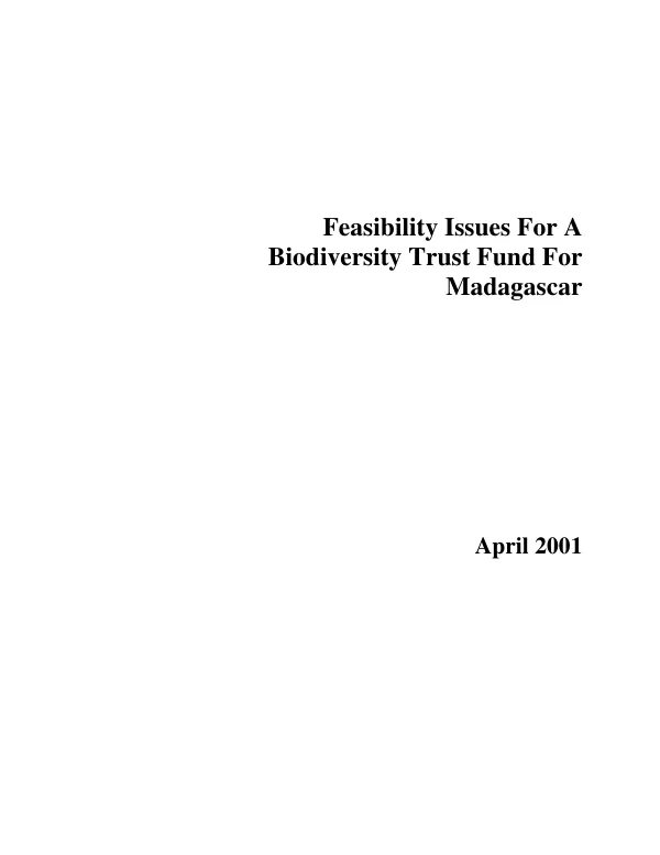 Feasibility issues for a biodiversity trust fund for Madagascar