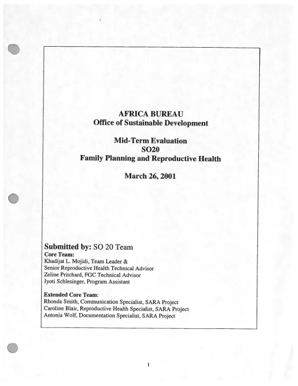 Mid-term evaluation SO20 family planning and reproductive health