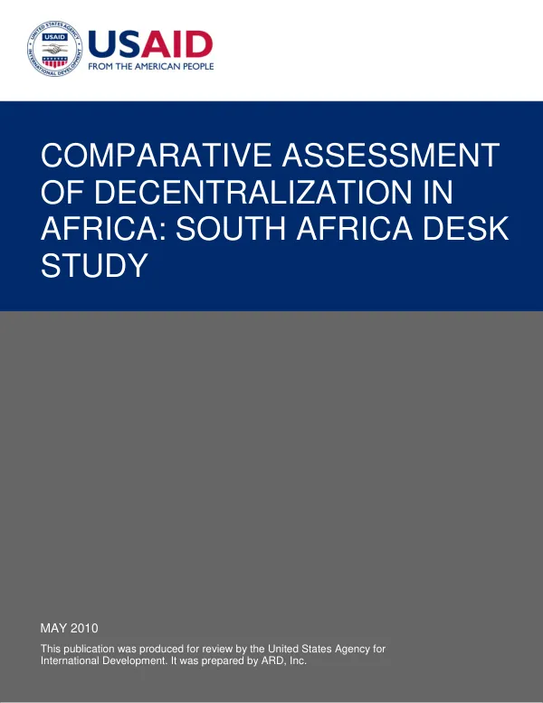 Comparative assessment of decentralization in Africa : South Africa desk study