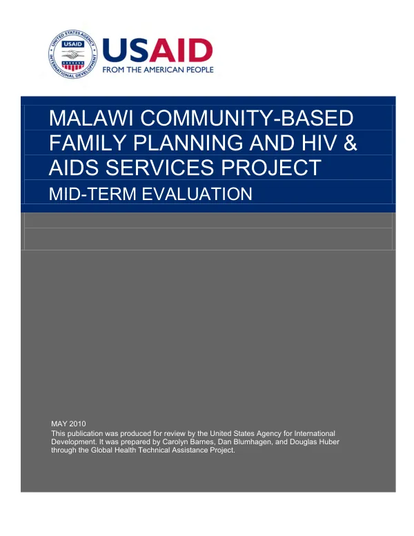 Malawi community-based family planning and HIV & AIDS services project : mid-term evaluation