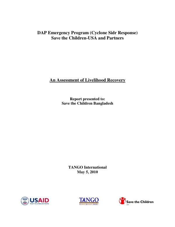 An assessment of livelihood recovery
