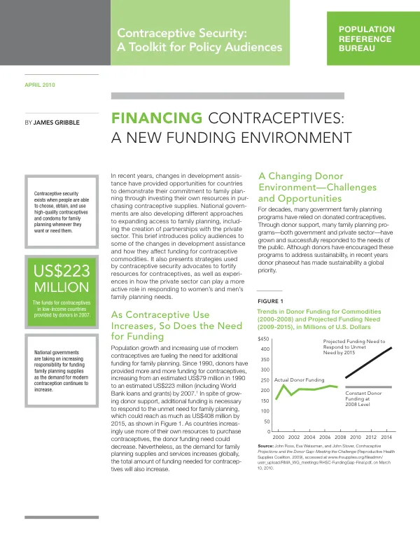 Financing contraceptives : a new funding environment
