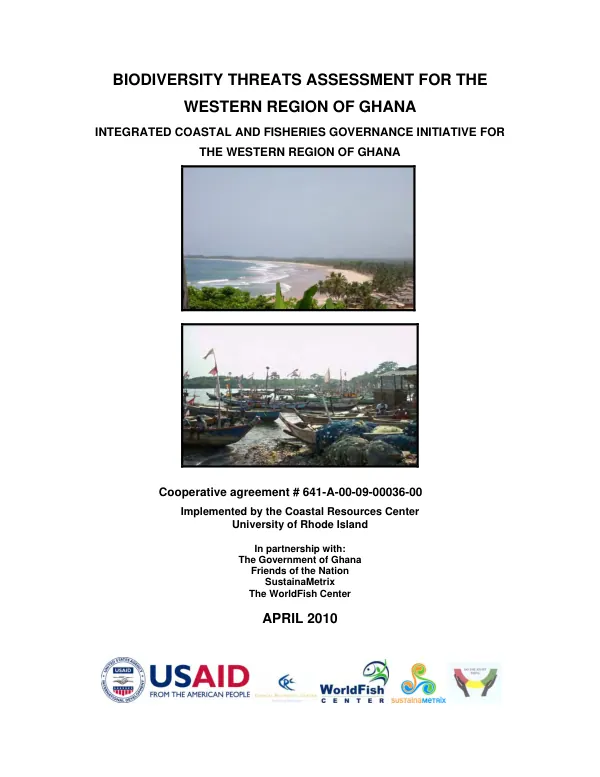 Biodiversity threats assessment for the western region of Ghana