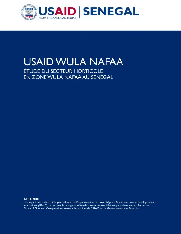 USAID Wula Nafaa : etude du secteur horticole en zone Wula Nafaa au Senegal