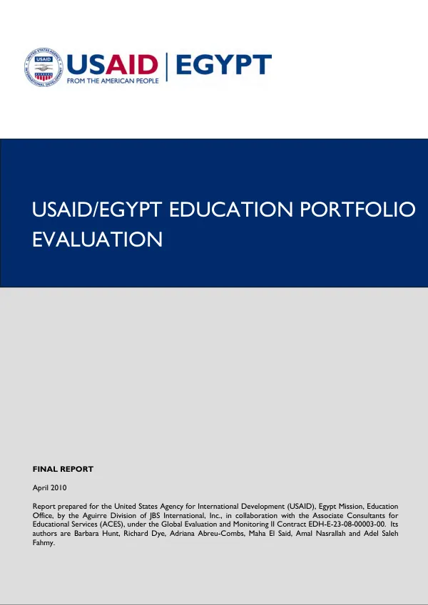USAID/Egypt education portfolio evaluation