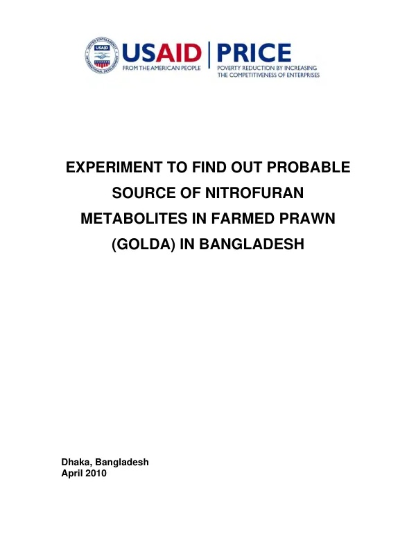 Experiment to find out probable source of nitrofuran metabolites in farmed prawn (golda) in Bangladesh