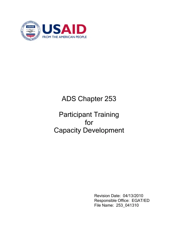 ADS chapter 253 : participant training for capacity development