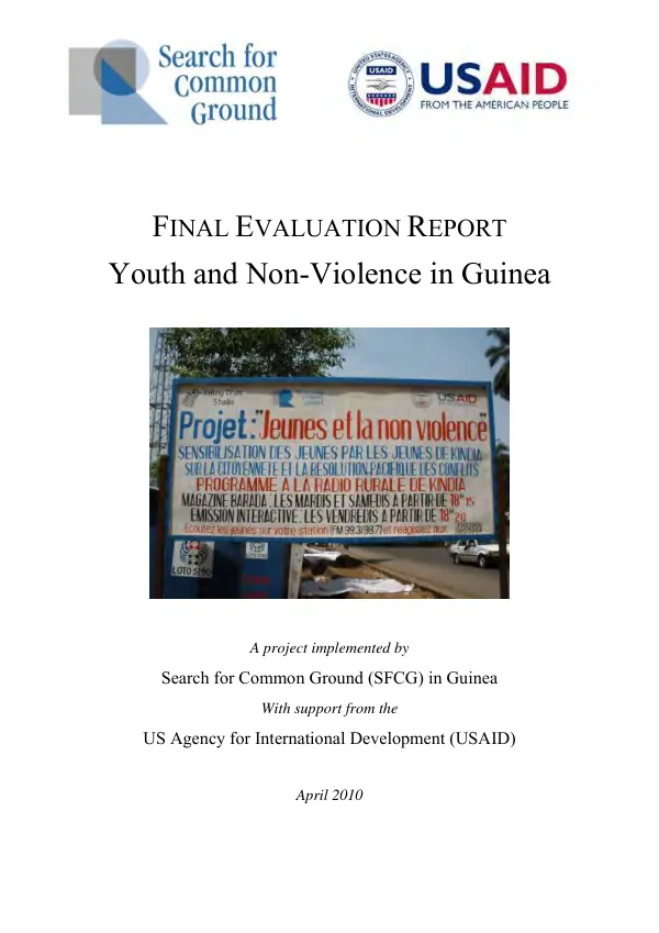 Final evaluation report : youth and non-violence in Guinea