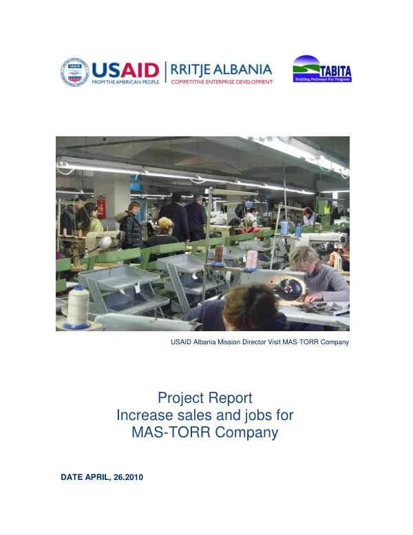Project report : increase sales and jobs for MAS-TORR Company