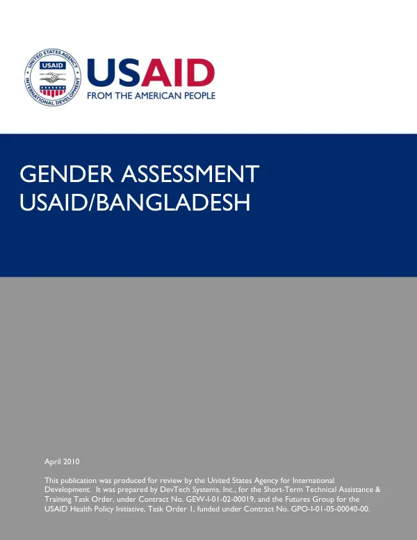 Gender assessment USAID/Bangladesh