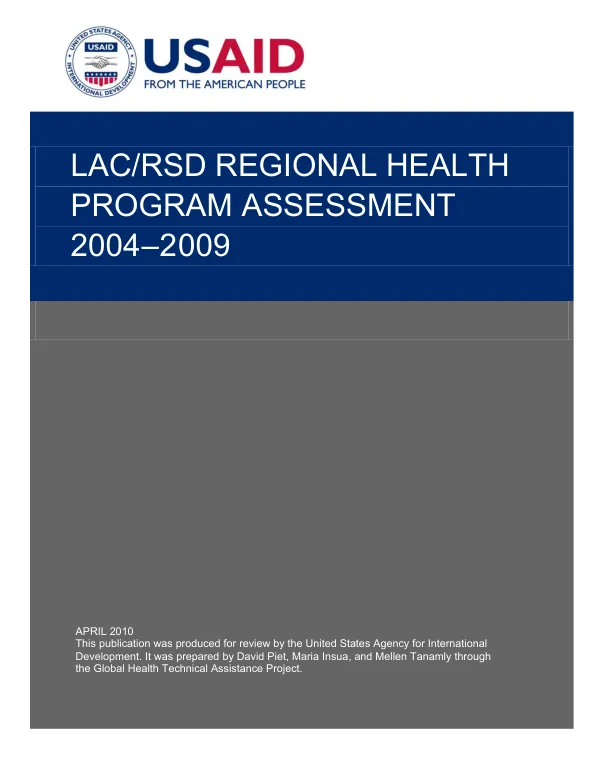 LAC/RSD regional health program assessment 2004-2009