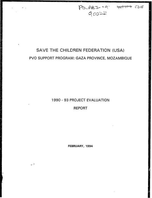 Save the Children Federation (USA) : PVO support program -- Gaza Province, Mozambique : 1990-93 project evaluation report