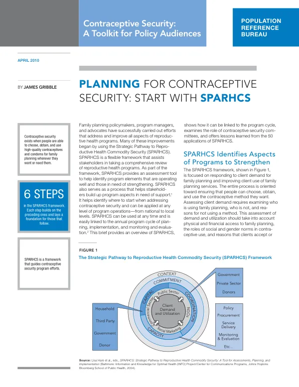 Planning for contraceptive security : start with SPARHCS