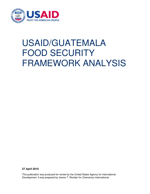 USAID/Guatemala : food security framework analysis