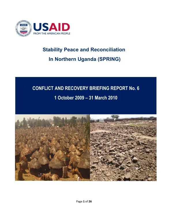 Conflict and recovery briefing report no. 6 : 1 October 2009-31 March 2010