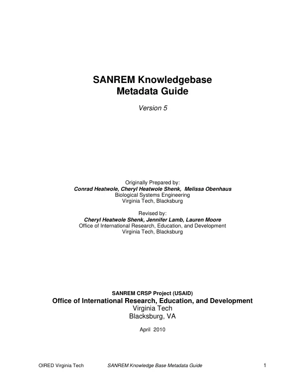 SANREM knowledgebase metadata guide