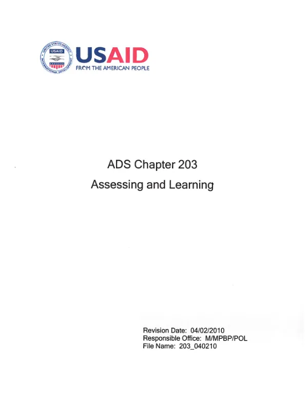 ADS chapter 203 : assessing and learning