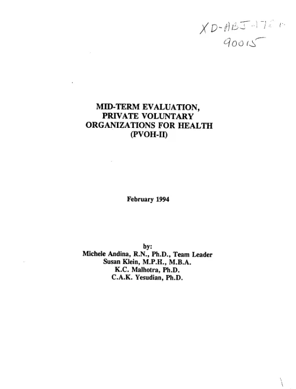 Mid-term evaluation : private voluntary organizations for health (PVOH-II)
