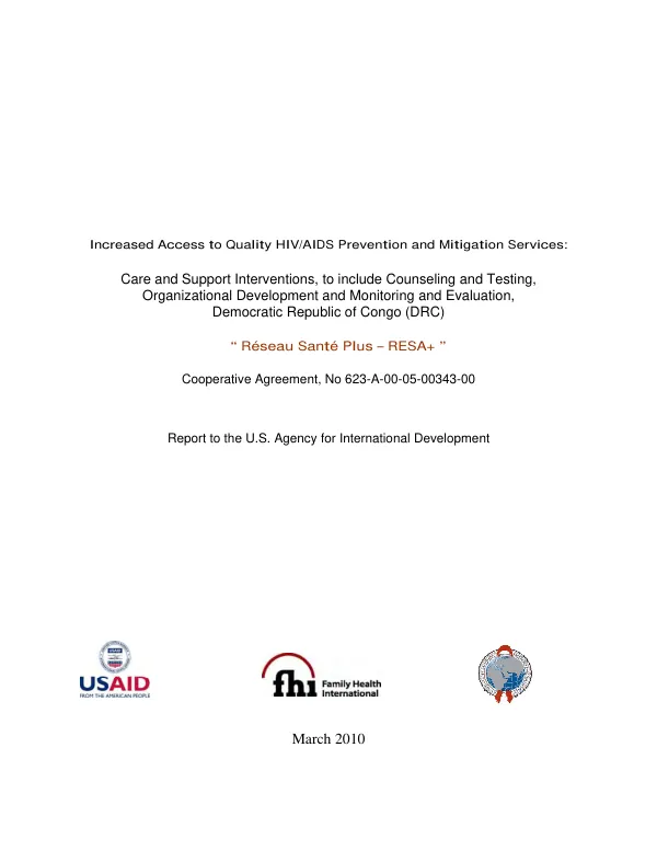 Increased access to quality HIV/AIDS prevention and mitigation services: Reseu sante plus (RESA+)